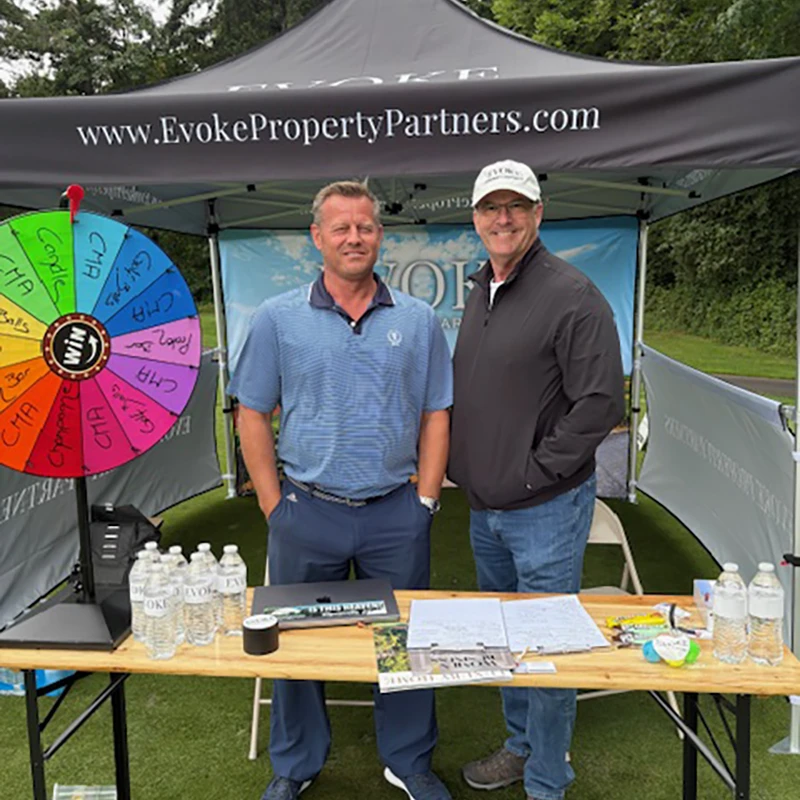 Evoke Property Partners booth at the Tualatin Chamber Golf Classic in Tualatin, Oregon.