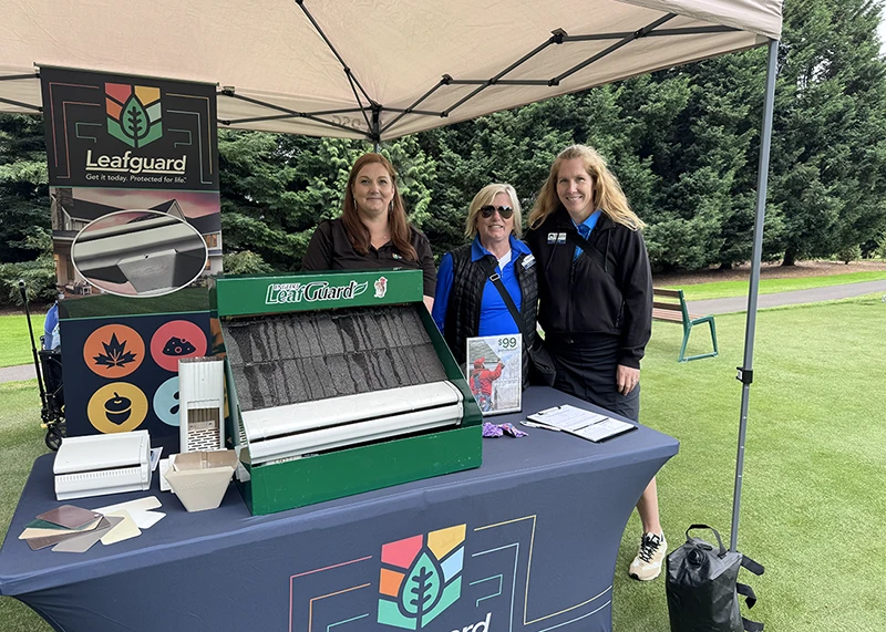 Leafguard booth at the Tualatin Chamber golf event in Tualatin, Oregon.