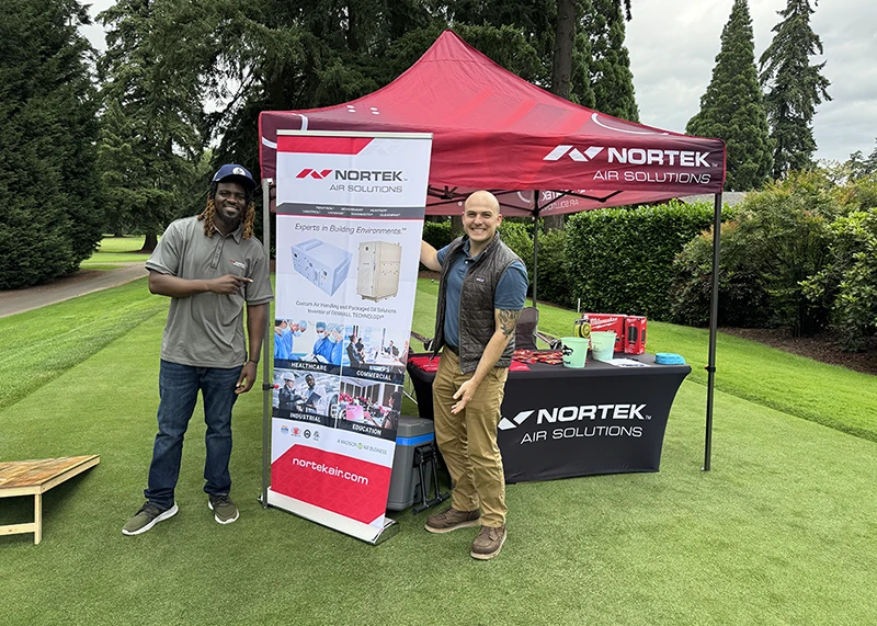 Nortek Air Solutions booth at the Tualatin Chamber golf event in Tualatin, Oregon.