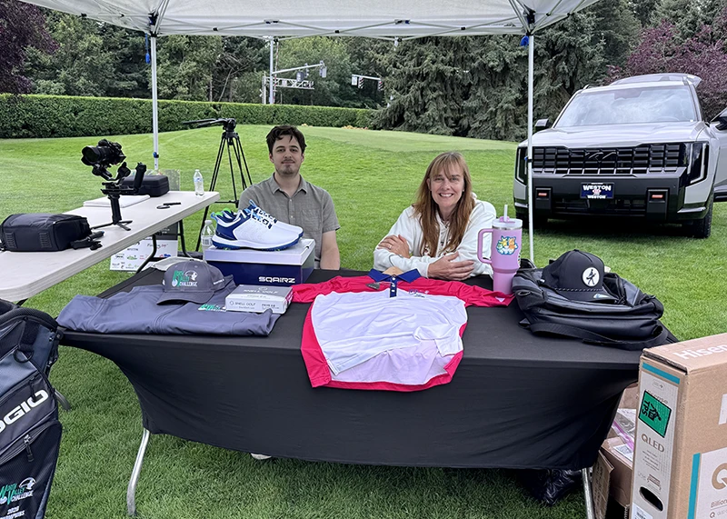 Weston Kia golf prize booth at the Tualatin Chamber golf event in Tualatin, Oregon.