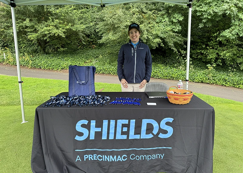 Shields, a Precinmac Company, booth at the Tualatin Chamber golf event in Tualatin, Oregon.