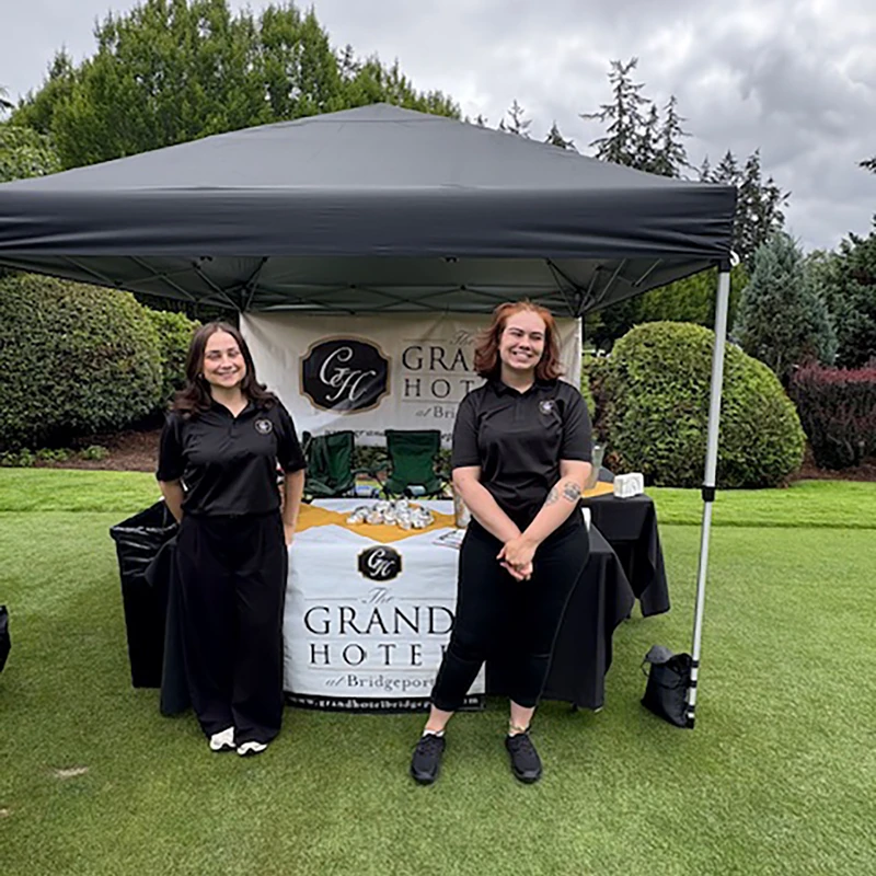 The Grand Hotel at Bridgeport booth at the Tualatin Chamber golf event in Tualatin, Oregon.